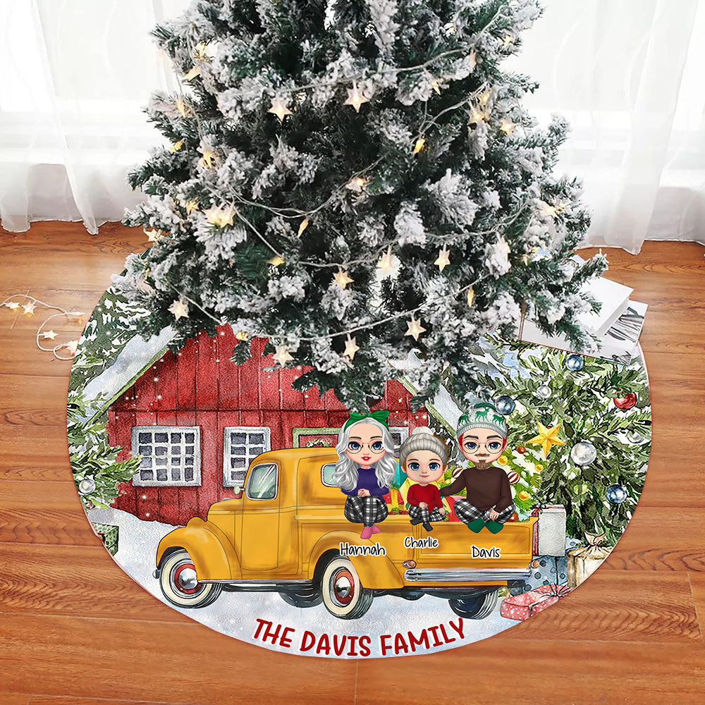 On-The-Car Together Personalized Christmas Tree Skirt For Family