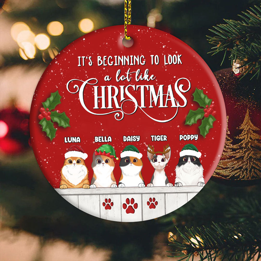 Christmas Personalized Ceramic Xmas Ornament For Cat Lovers
