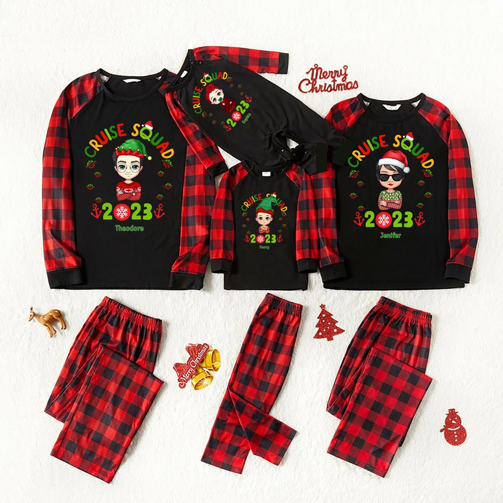 Cruise Squad Red Plaid Matching Family Christmas Pajamas