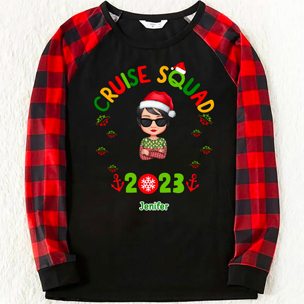 Cruise Squad Red Plaid Christmas Matching Family Pajamas
