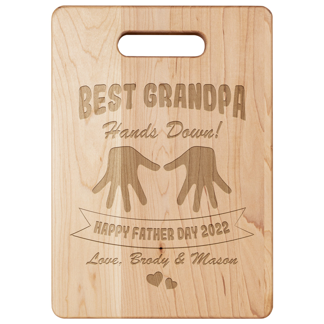Best Grandpa Hands Down Father's Day Personalized Cutting Board