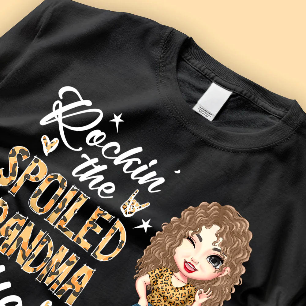 Rocking The Spoiled Grandma Life - Personalized Shirt - Anniversary, Valentine's Day, Birthday Gift For Grandma, Mama, Gigi Lover, Mother's Day - Leopard Woman