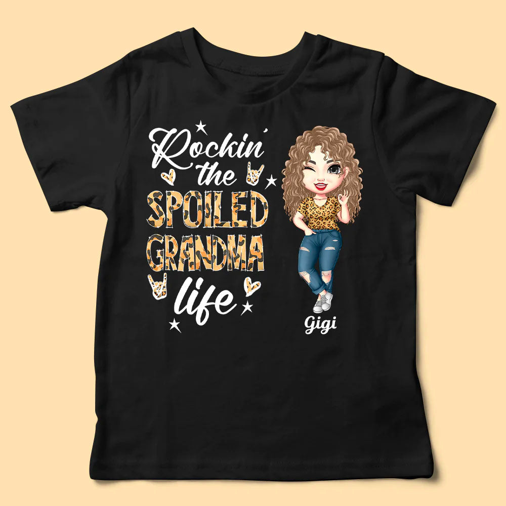 Rocking The Spoiled Grandma Life - Personalized Shirt - Anniversary, Valentine's Day, Birthday Gift For Grandma, Mama, Gigi Lover, Mother's Day - Leopard Woman