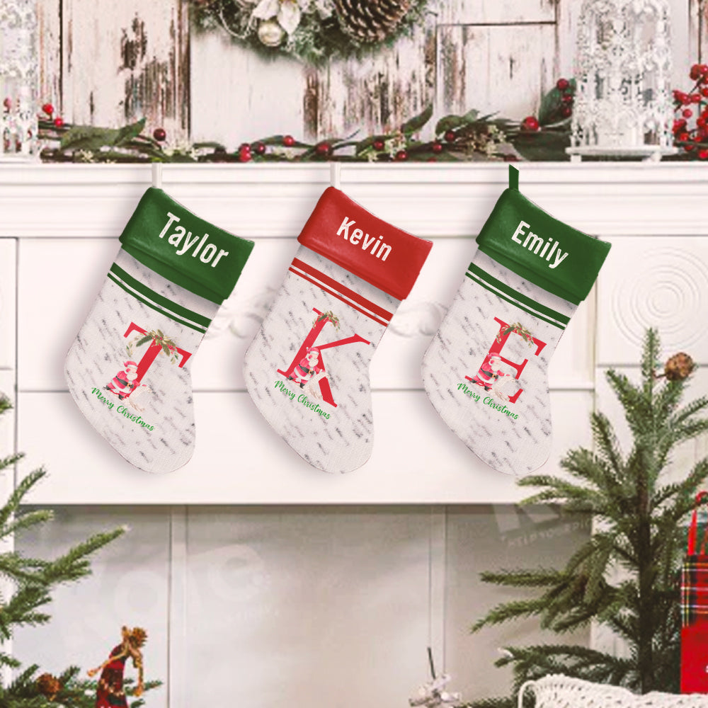 Scratch Pattern Monogram Personalized Christmas Stocking