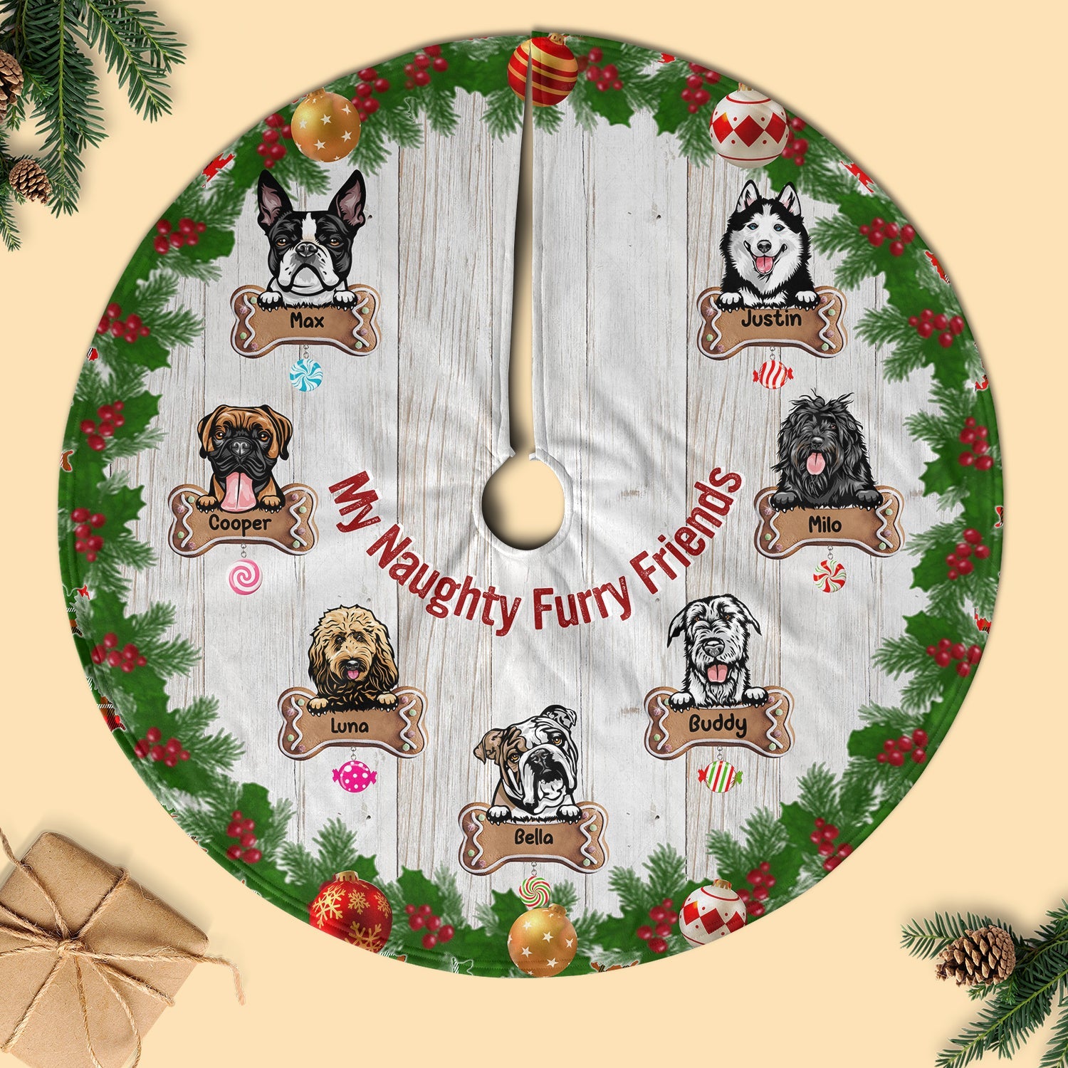 Special Personalized Christmas Pencil Tree Skirt For Dog Lovers