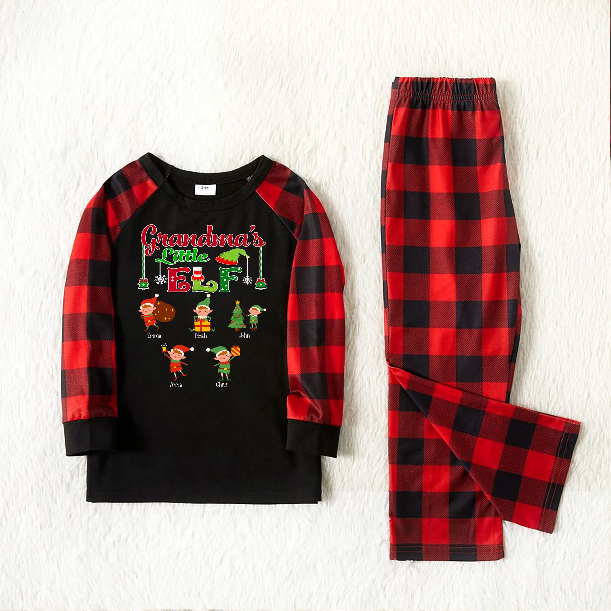 Grandma's Little Elf Christmas Personalized Pajamas