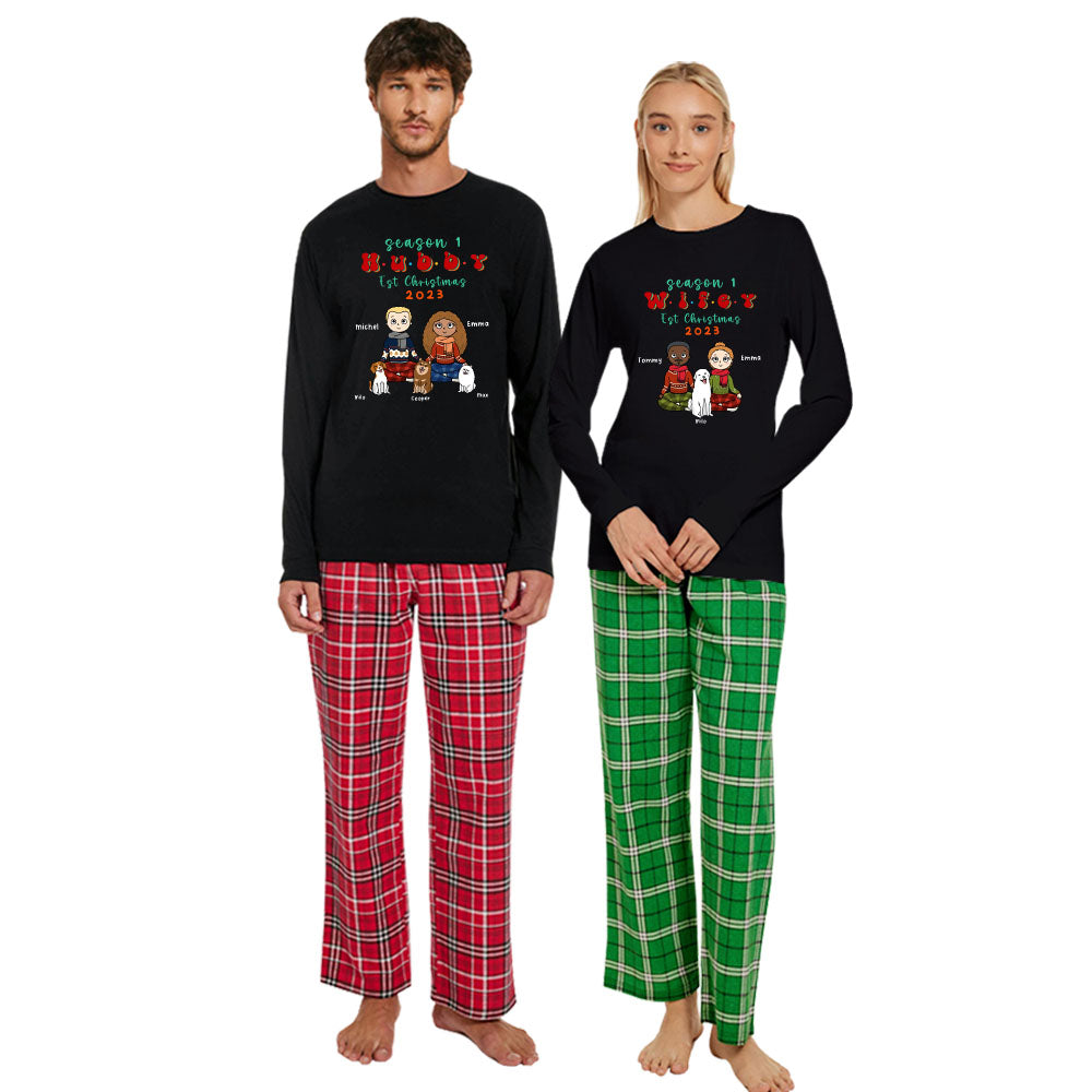 Wifey Hubby Season 1 Est 2023 Christmas Matching Pjs For Couples