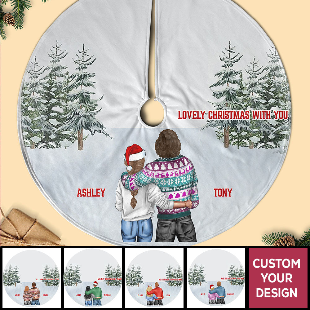 2023 For Couples Personalized Christmas Pencil Tree Skirt