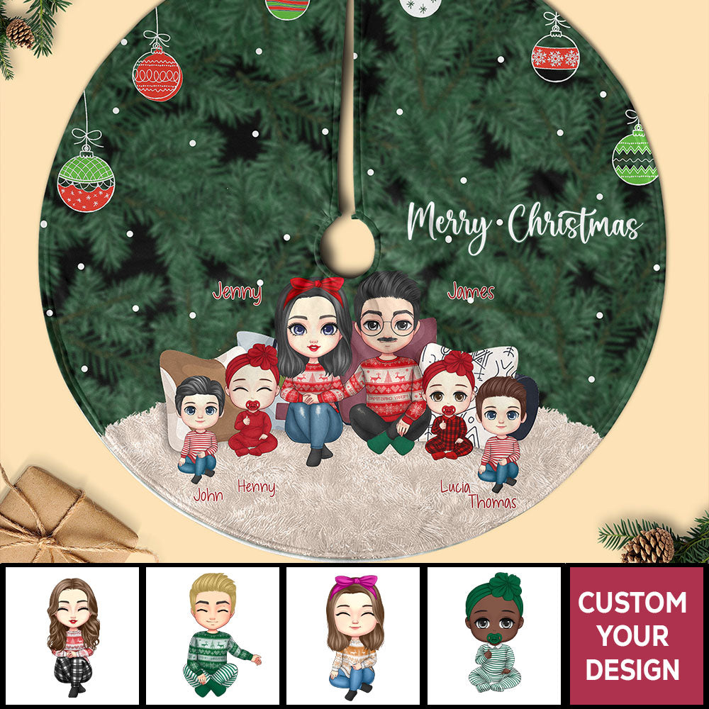 2023 Joyful Family Gather Personalized Christmas Pencil Tree Skirt