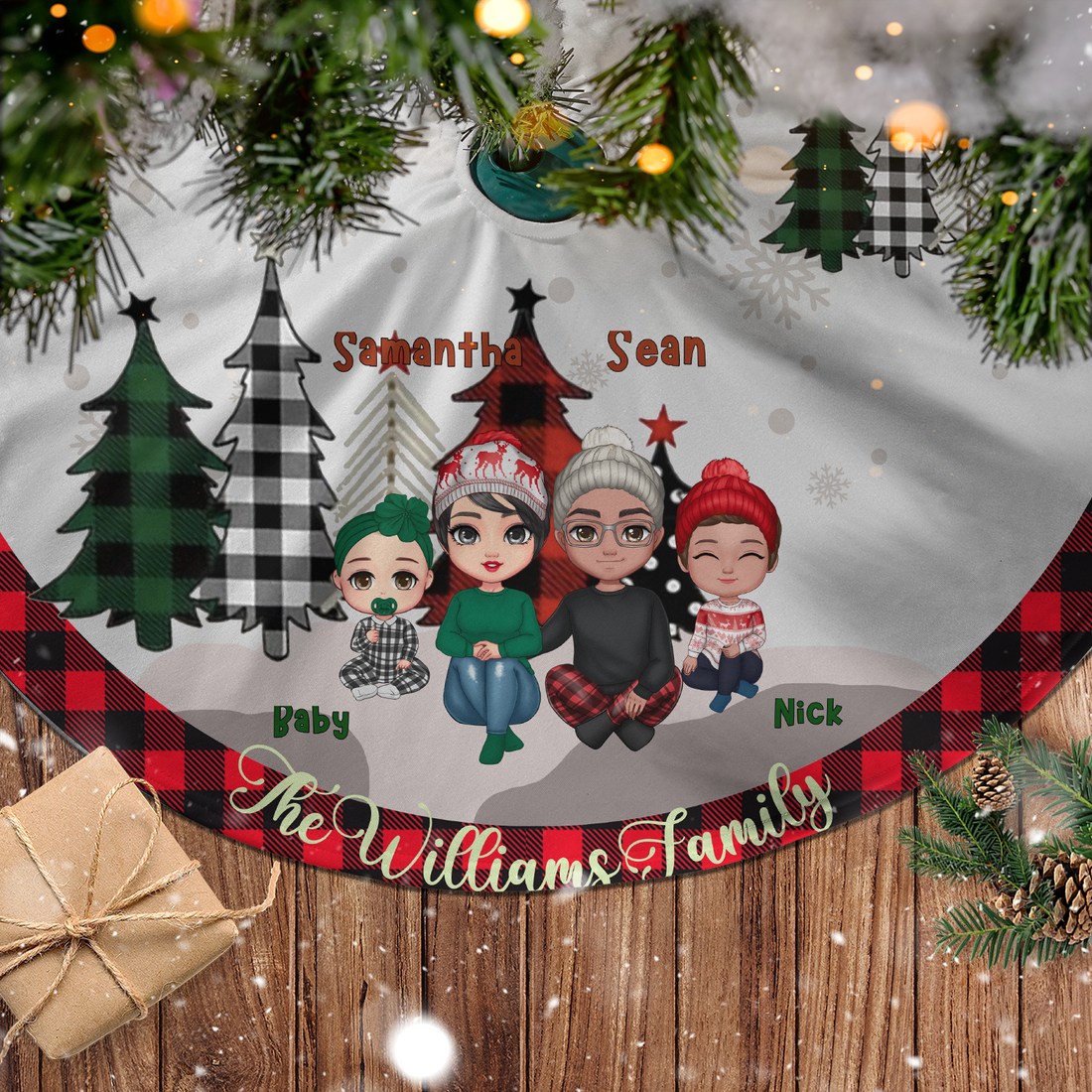 Family PersoSitting Next To Christmas Trees - Personalized Christmas Pencil Tree Skirt For Familynalized Christmas Tree Skirt 2023