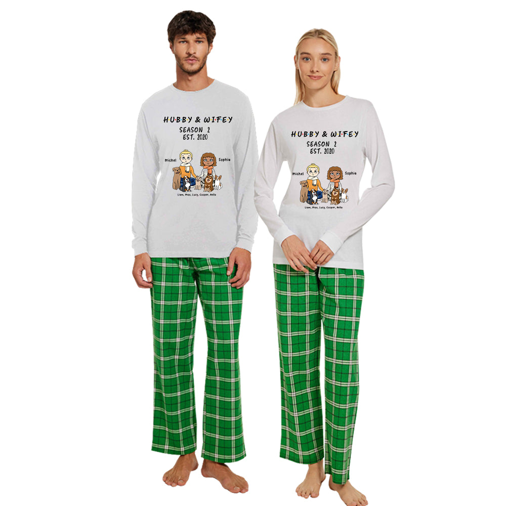 Hubby Wifey Christmas Matching Pjs For Couples