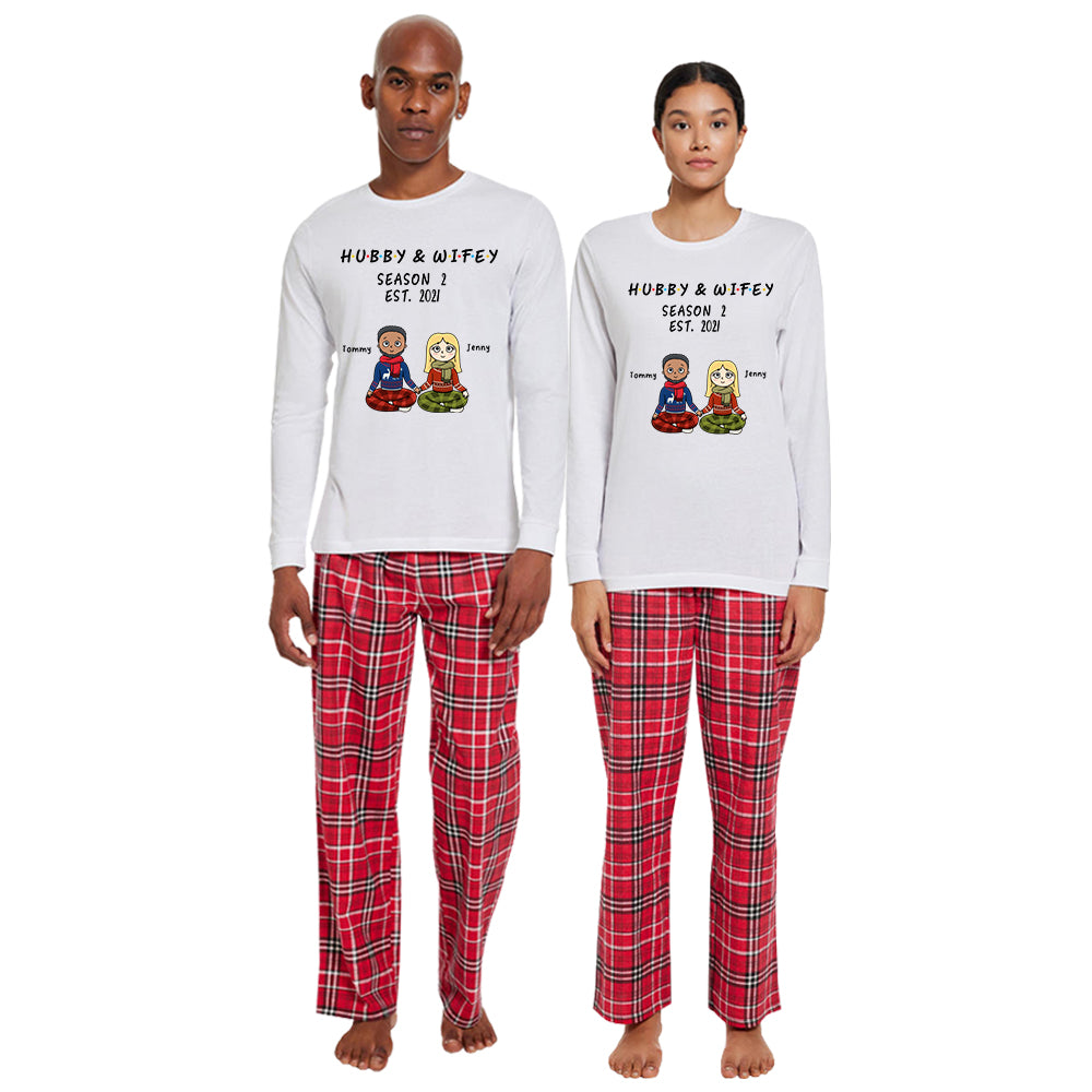 Hubby Wifey Christmas Matching Pjs For Couples