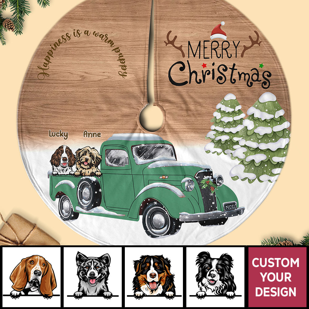 Dogs' Adventure Personalized Christmas Pencil Tree Skirt