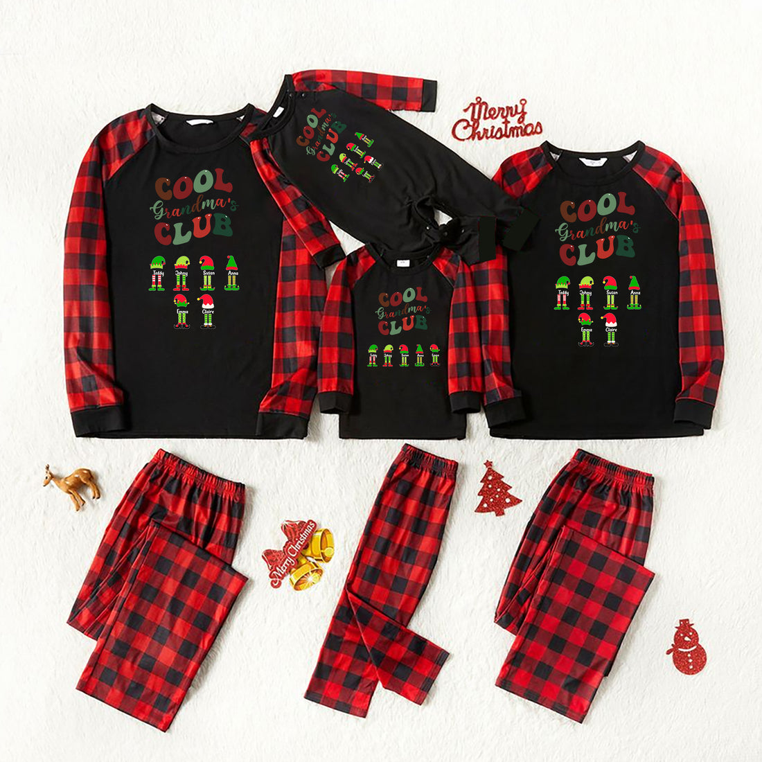 Cool Grandma's Elves Club Christmas Personalized Pajamas