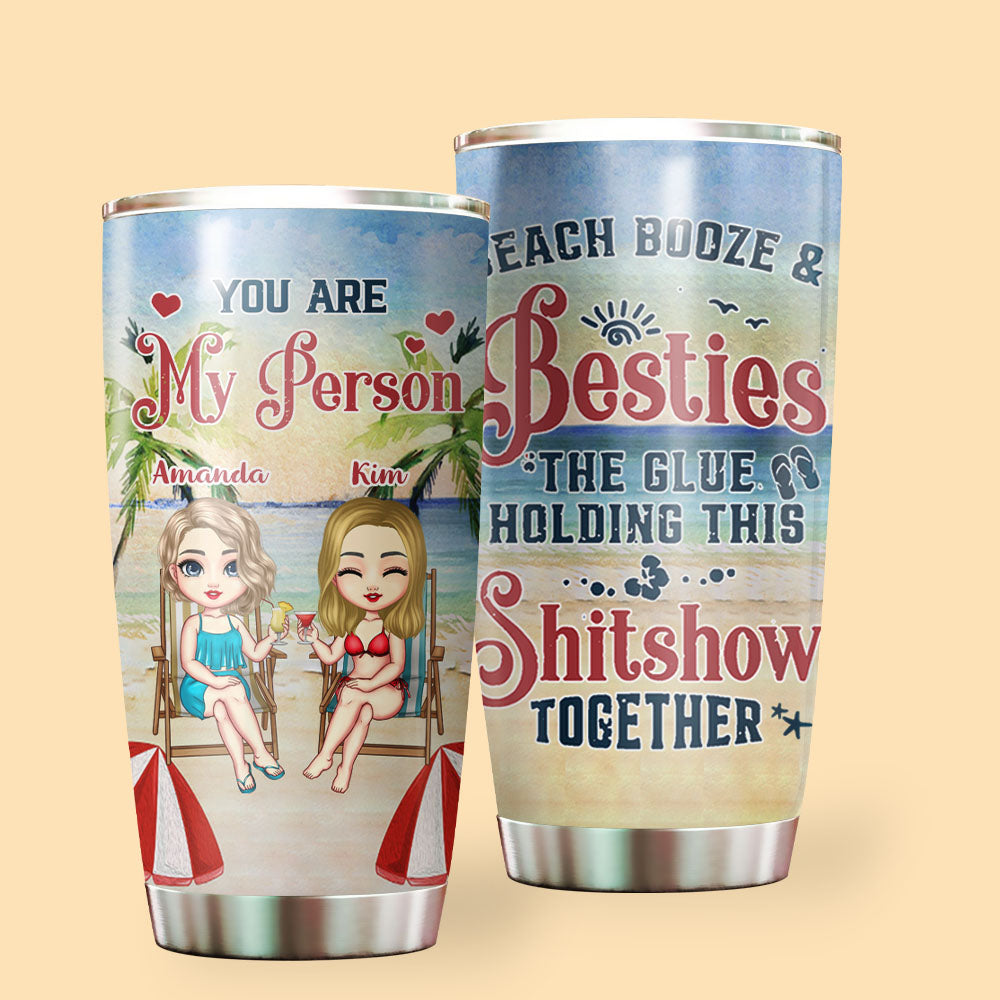 Beach, Booze & Bestie Personalized Tumbler for Sister, Soul Sisters