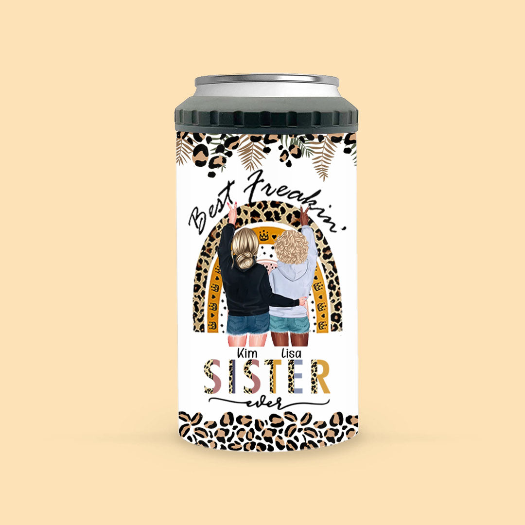 Best Freakin' Sister Ever Side By Side Personalized Can Cooler Tumbler Gift For Bestie