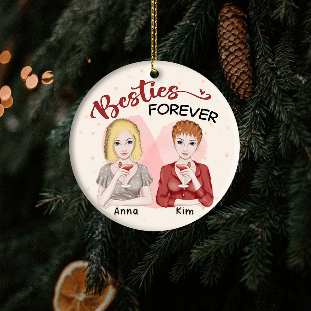 Besties Forever - Personalized Ceramic Christmas Ornament New Version