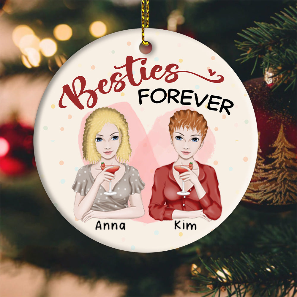 Besties Forever - Personalized Ceramic Christmas Ornament New Version