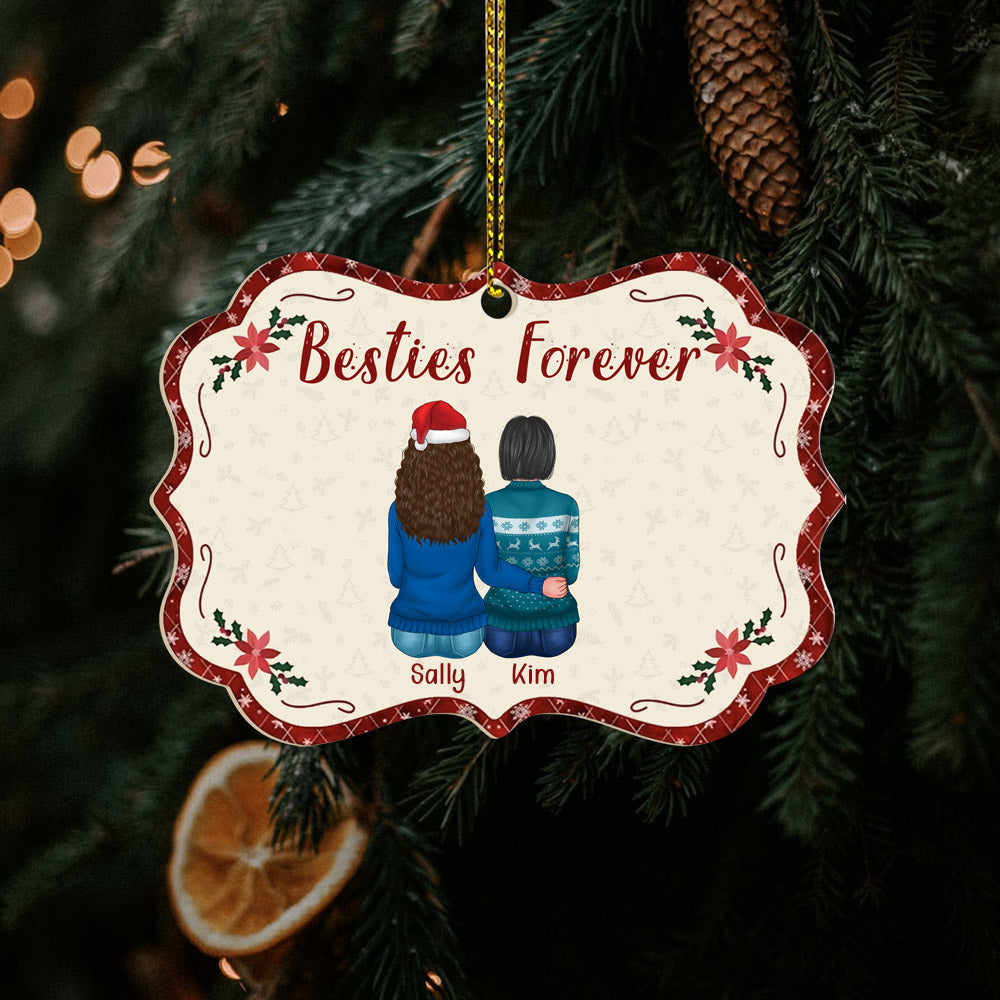 Besties Forever Christmas 2023 - Personalized Custom Medallion Aluminum Ornament