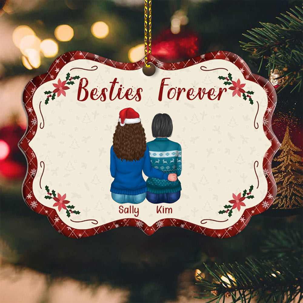 Besties Forever Christmas 2023 - Personalized Custom Medallion Aluminum Ornament