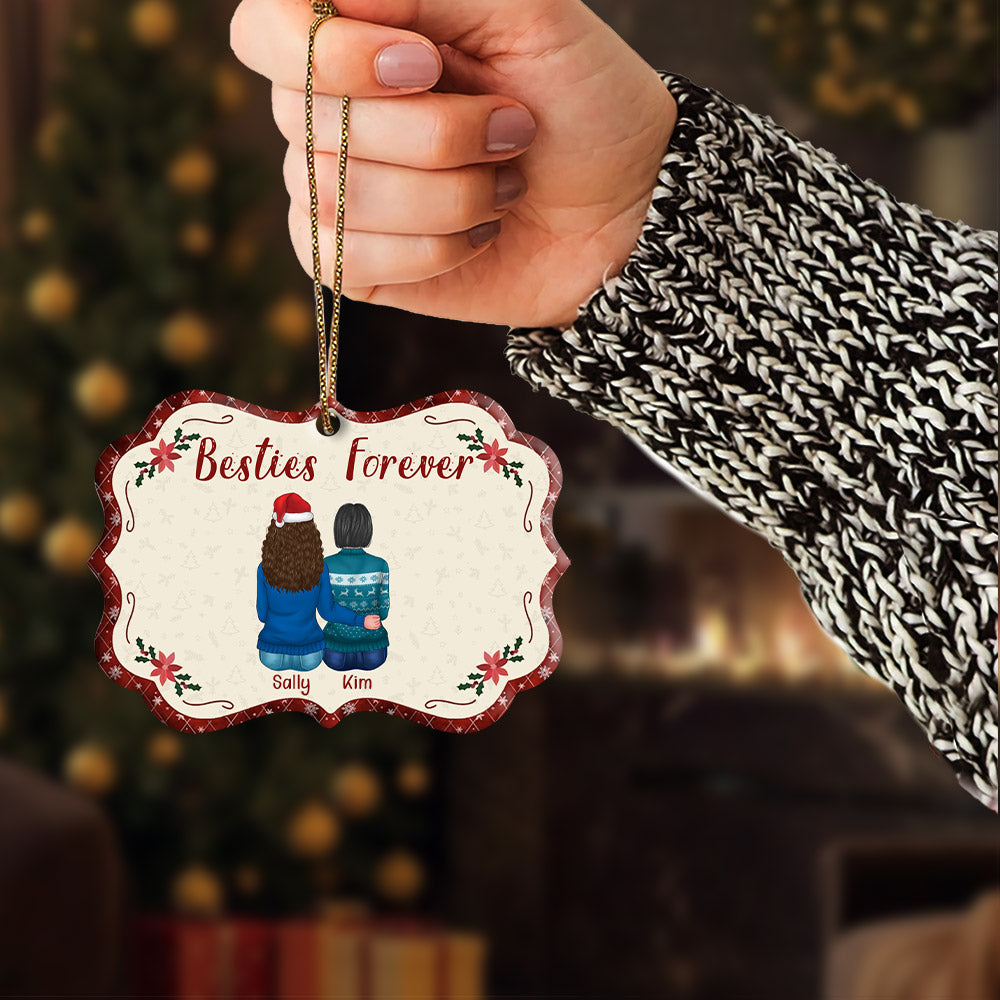 Besties Forever Christmas 2023 - Personalized Custom Medallion Aluminum Ornament