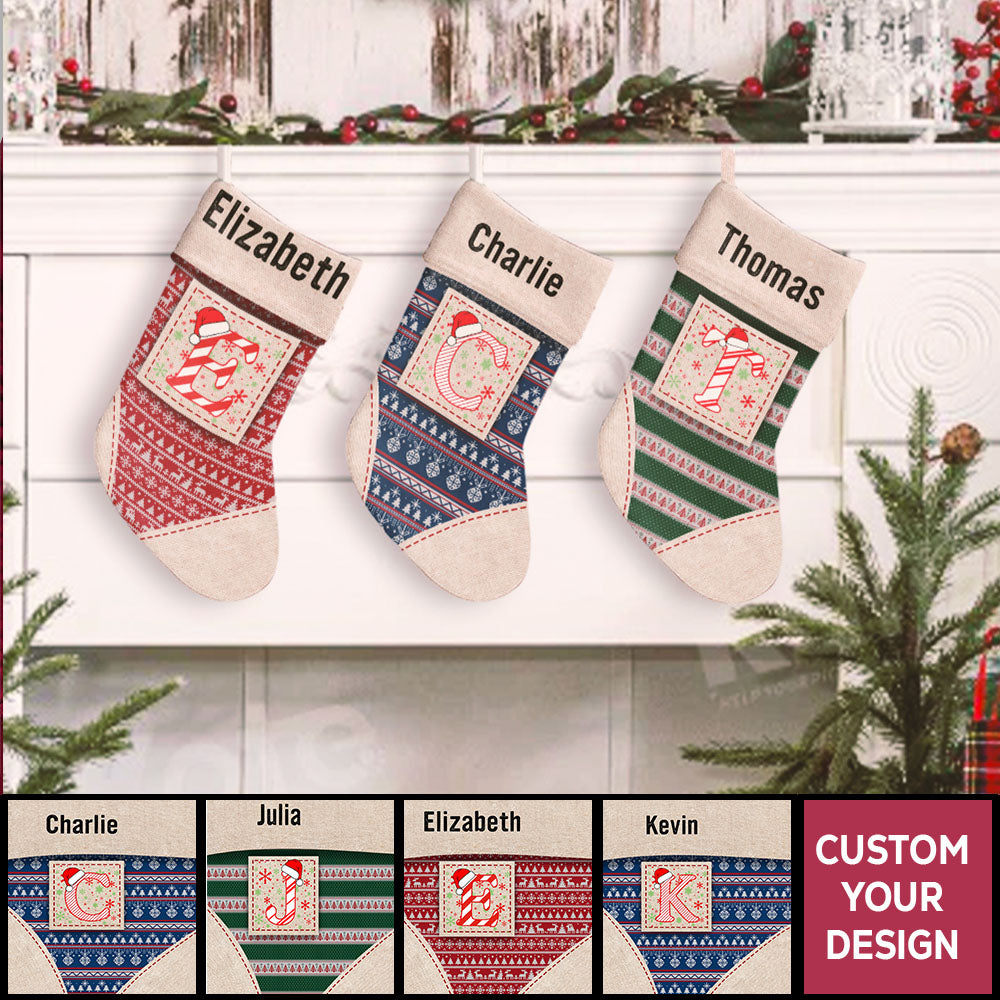 Brocade Monogram Personalized Christmas Stocking