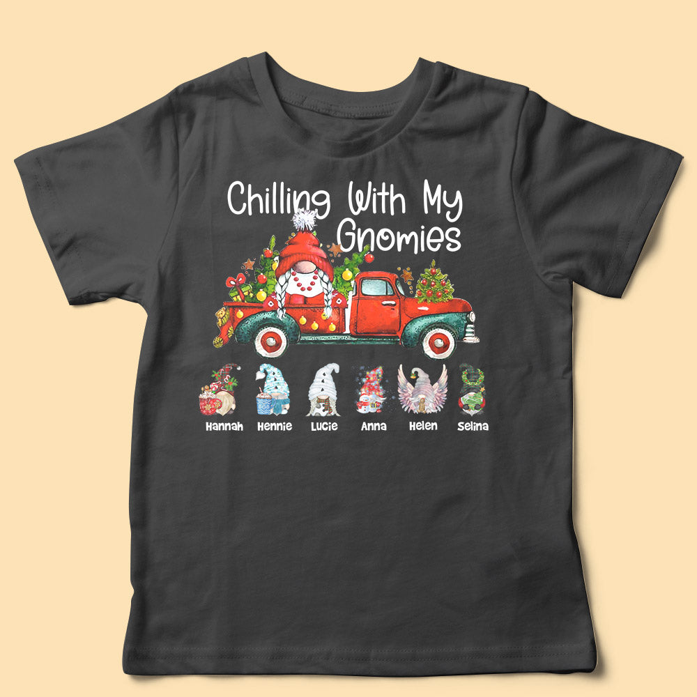 Chilling With My Gnomies Grandma Personalized Family Christmas Shirt