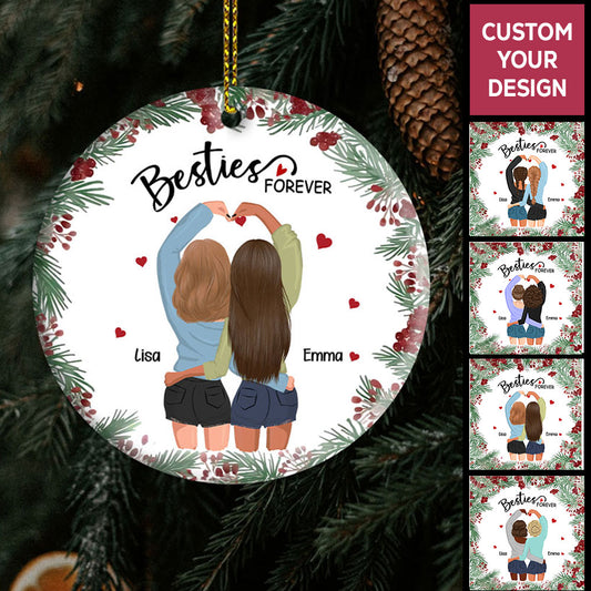 Christmas Gift For Besties Sisters Siblings Personalized Circle Ornament Besties Forever