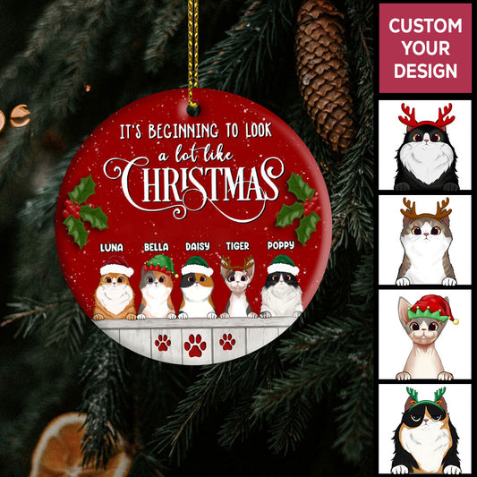 Christmas Personalized Ceramic Xmas Ornament For Cat Lovers