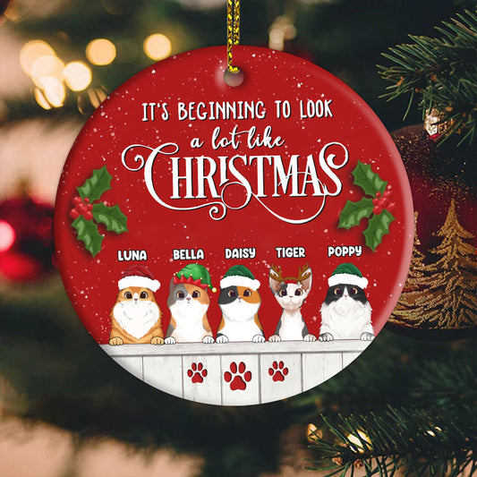 Christmas Personalized Ceramic Xmas Ornament For Cat Lovers