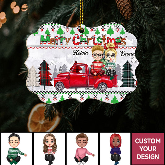 Christmas Gifts For Couples - Personalized Custom Medallion Aluminum OrnamentChristmas Gifts For Couples - Custom Medallion Ornament