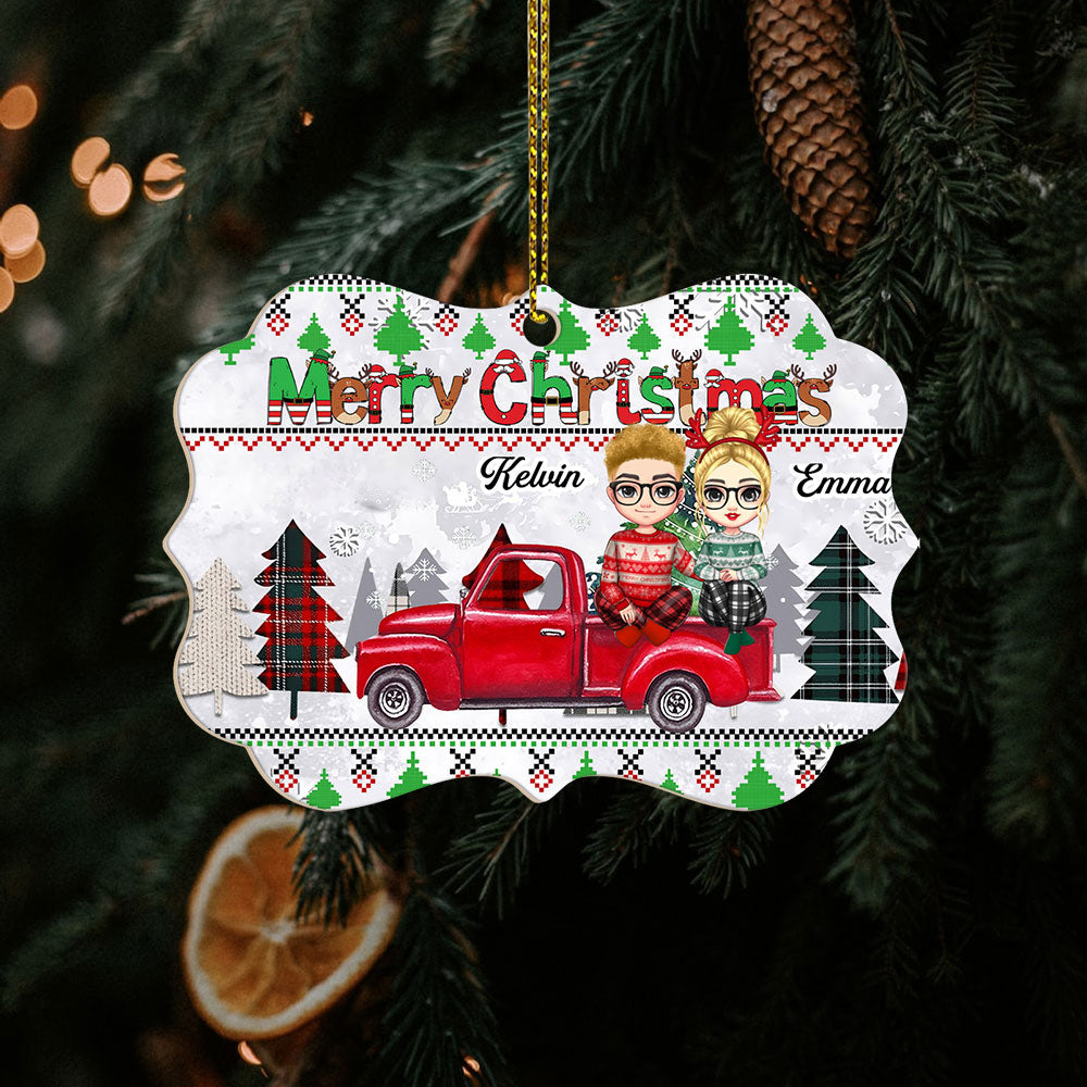 Christmas Gifts For Couples - Personalized Custom Medallion Aluminum OrnamentChristmas Gifts For Couples - Custom Medallion Ornament