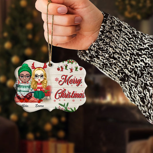 Christmas Gifts For Couples - Personalized Custom Medallion Aluminum Ornament