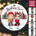 Christmas Tree Leopard Besties Forever Personalized Circle Ornament