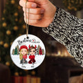 Christmas Tree Leopard Besties Forever Personalized Circle Ornament