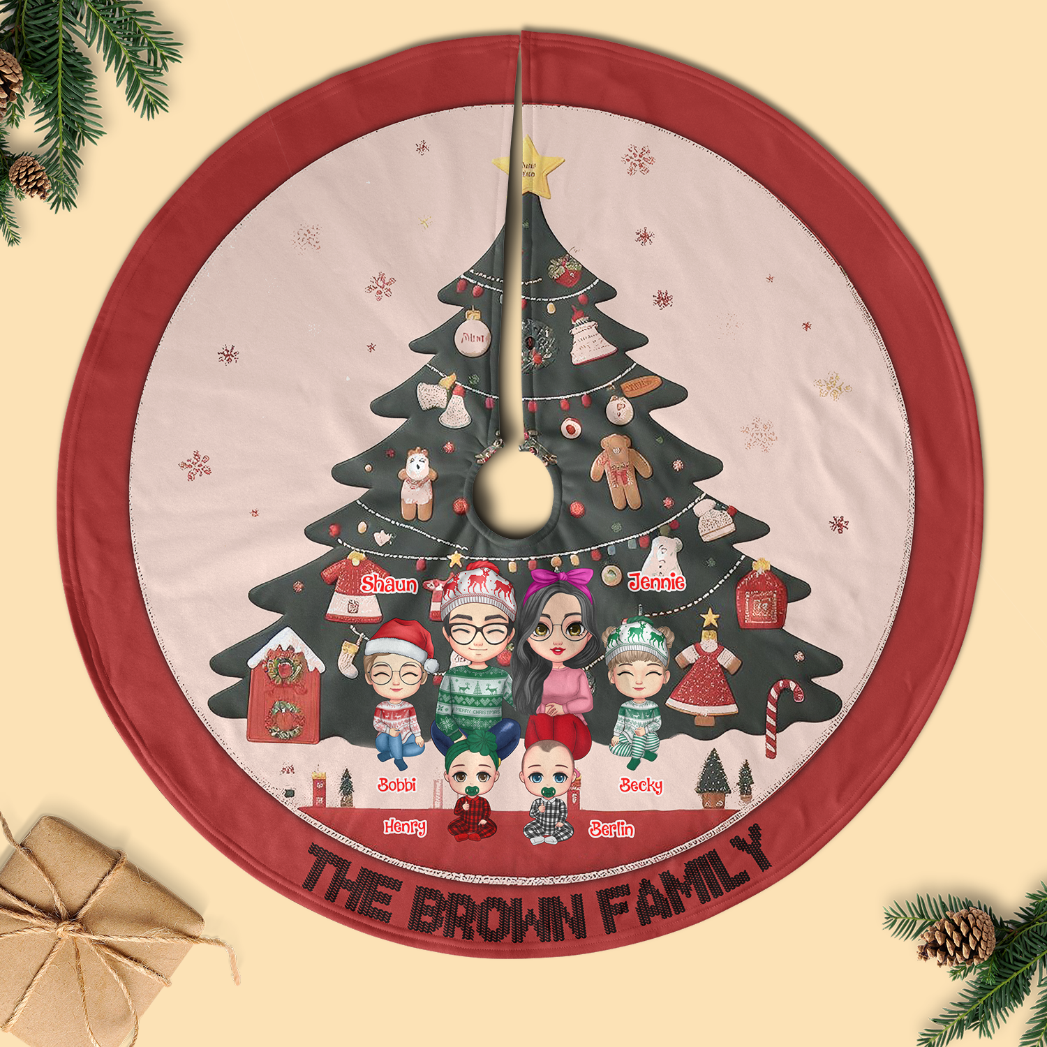 Snuggle Up Together Personalized Christmas Tree Skirt