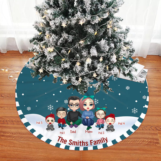 Colorful X-mas Weather For Family Personalized Christmas Tree Skirt