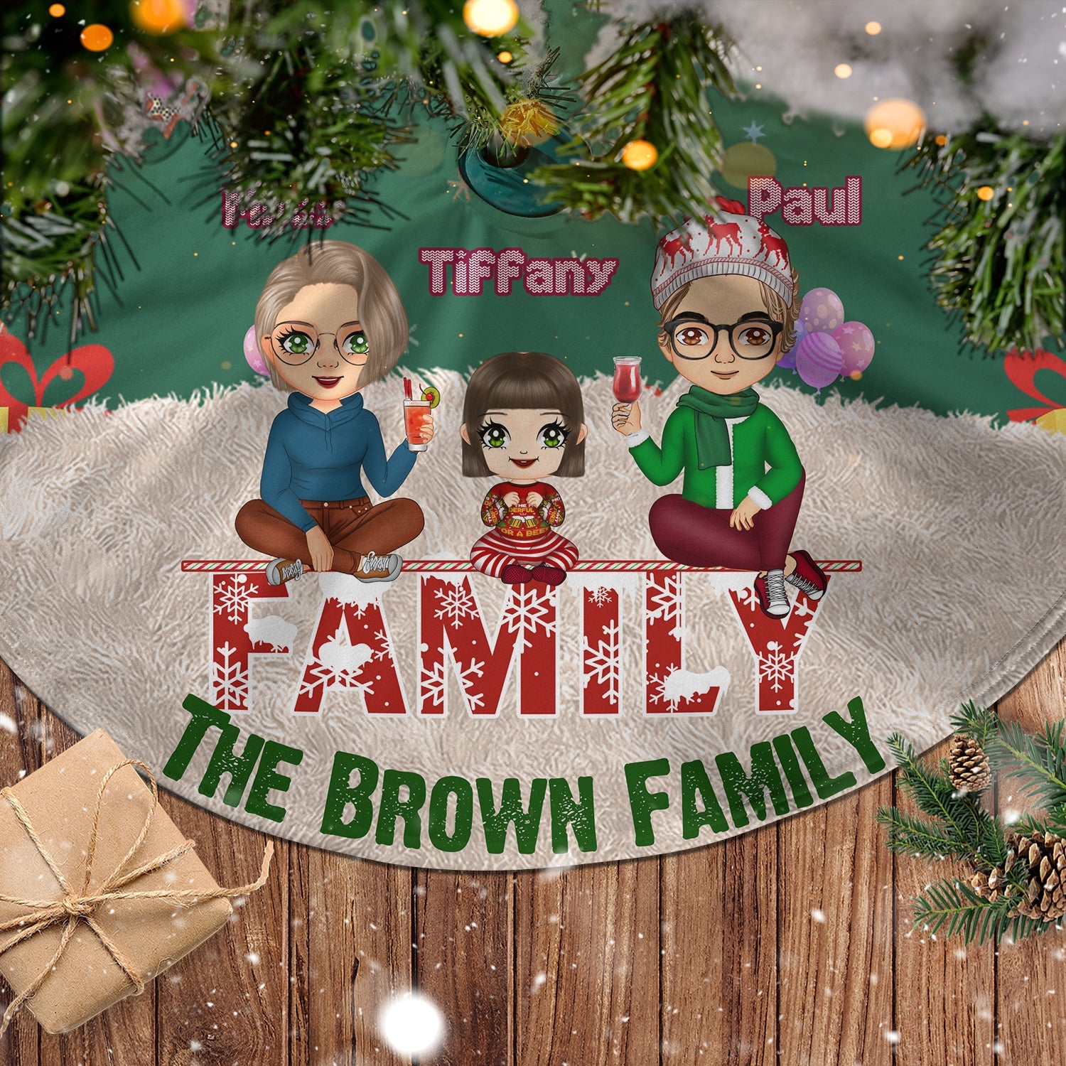 Cozy Family Atmosphere - Personalized Christmas Tree Skirt