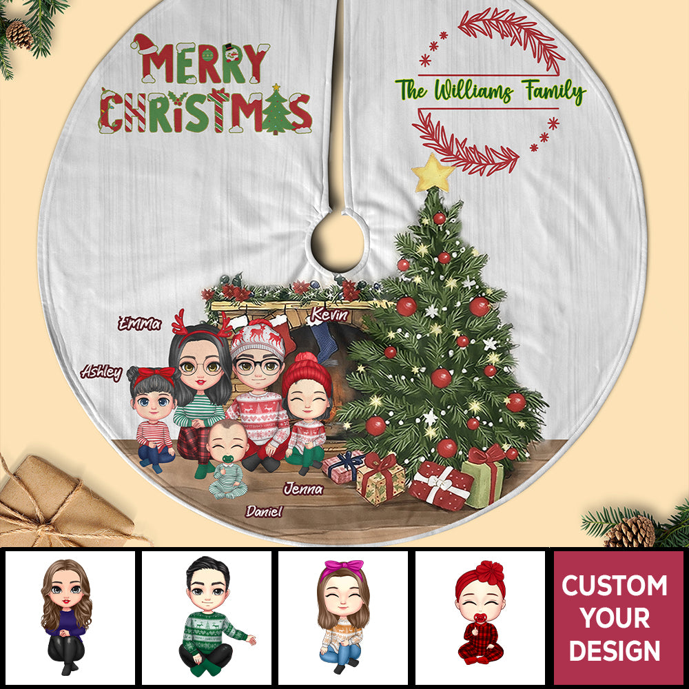 Cozy At Home With Family Personalized Christmas Tree Skirt