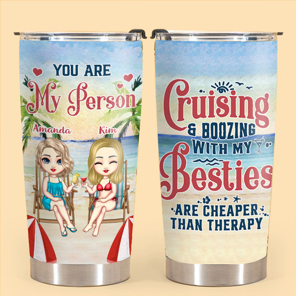 Cruising & Boozing With My Besties Personalized Tumbler Gift For Best Friend Beach Bestie