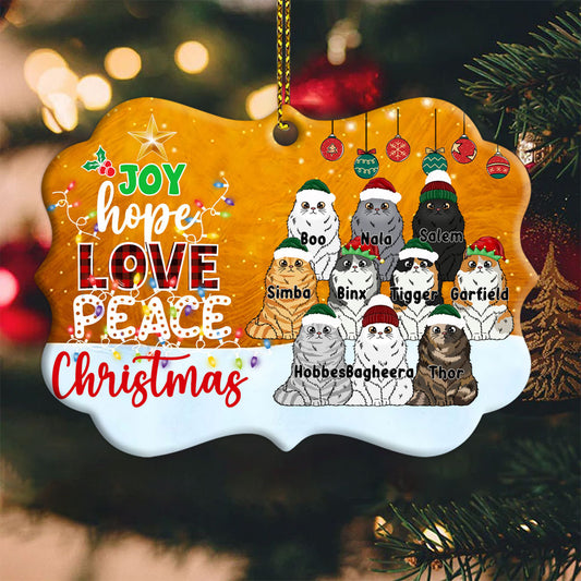 Custom Christmas Ornaments Join Hope Love Peace For Cat Lovers