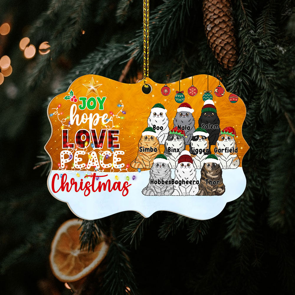 Custom Christmas Ornaments Join Hope Love Peace For Cat Lovers