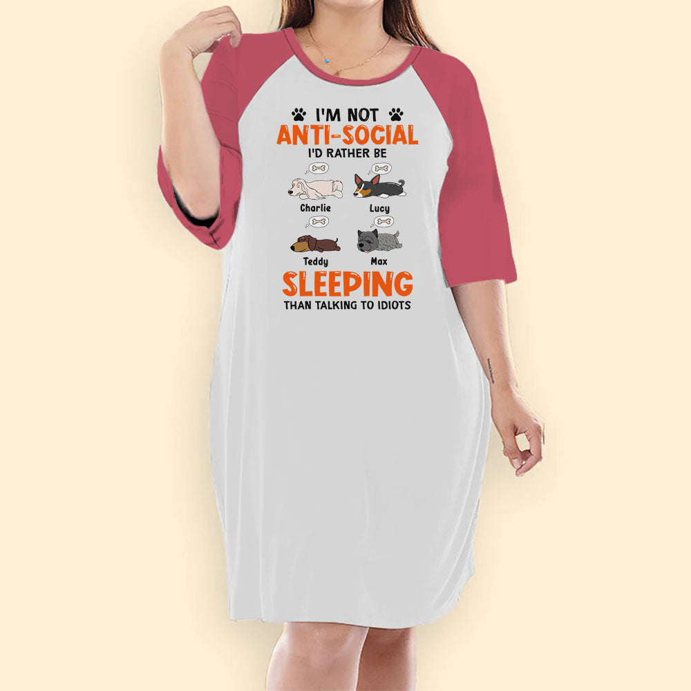 Custom Dog Shirts Night Gown For Women I Am Not Antisocial