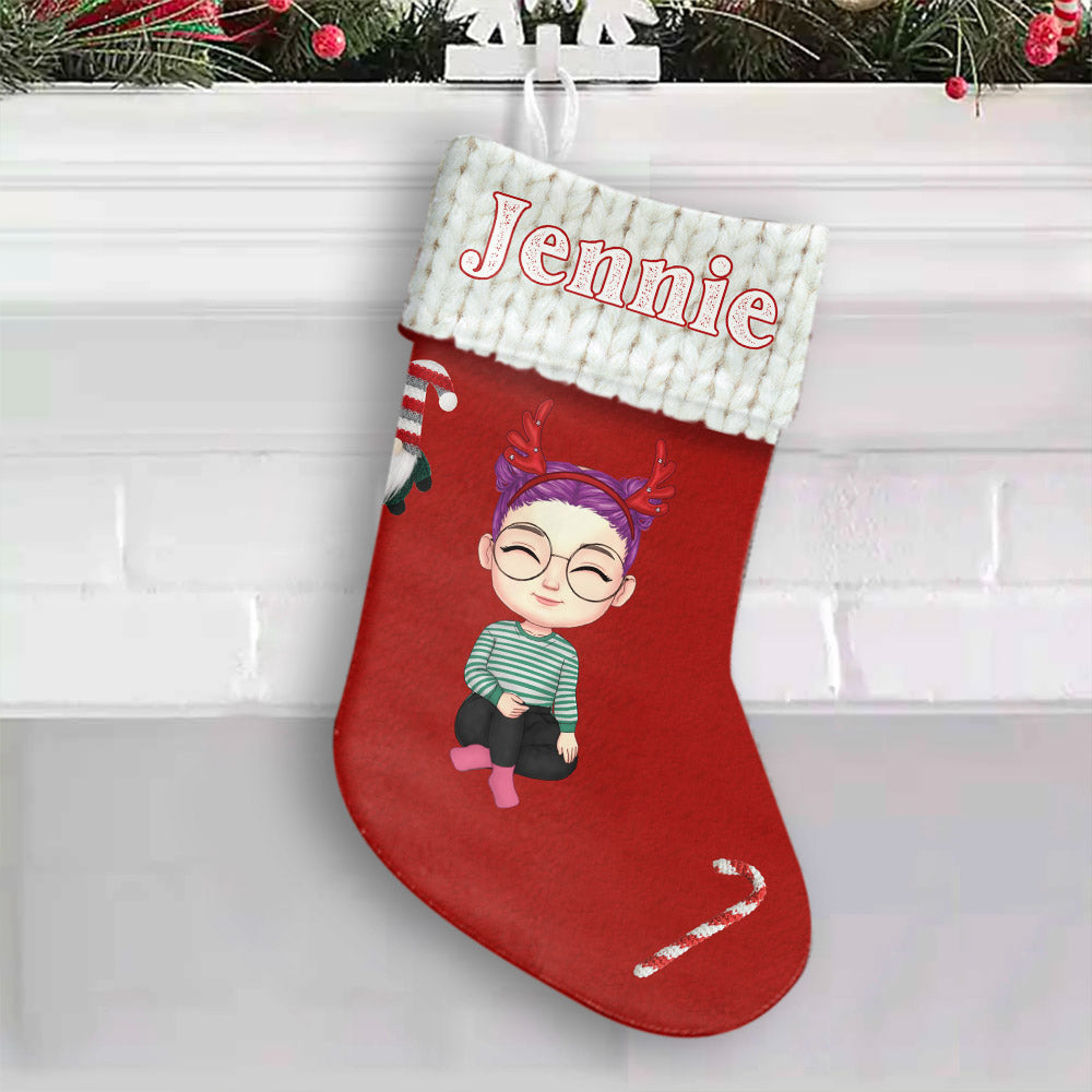 Cute Gnome Personalized Christmas Stocking For Family Members