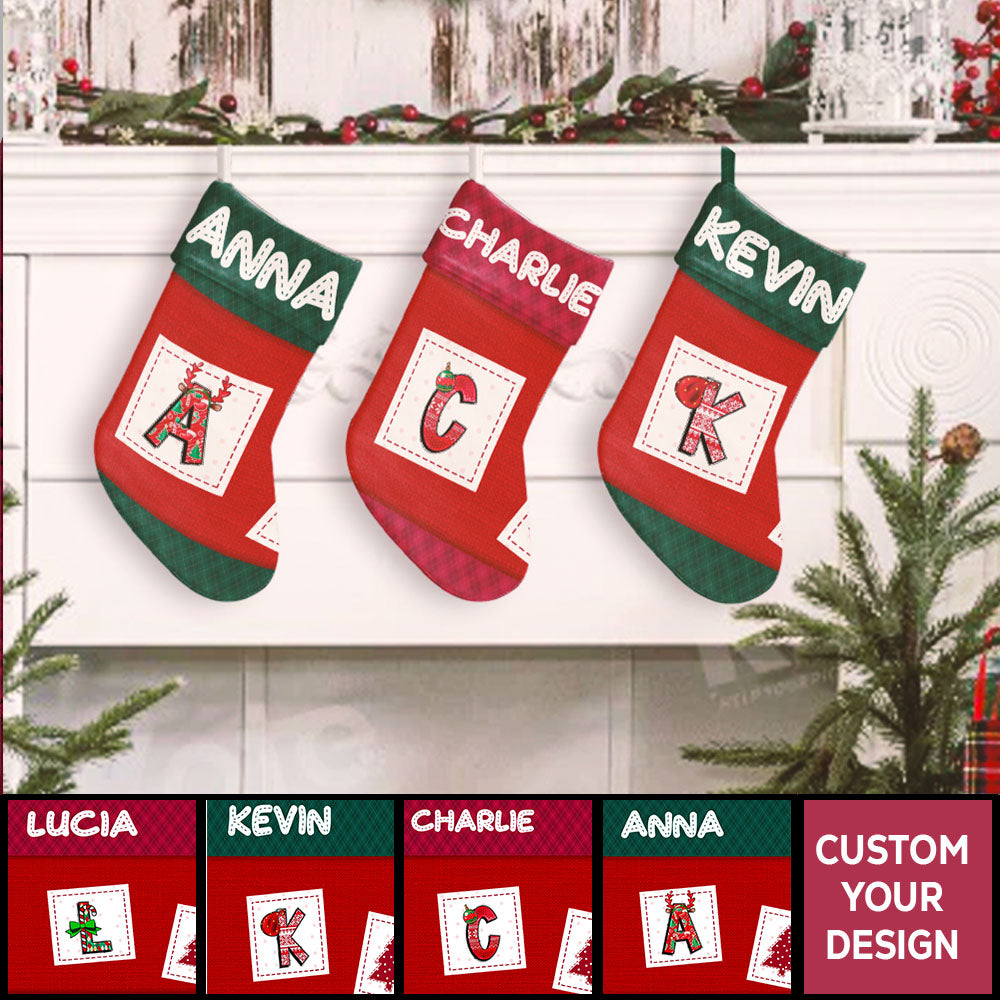 Cute Monogram Personalized Christmas Stocking