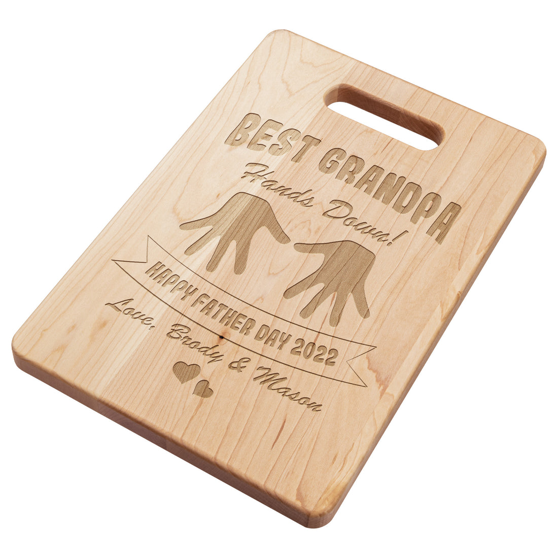 Best Grandpa Hands Down Father's Day Personalized Cutting Board