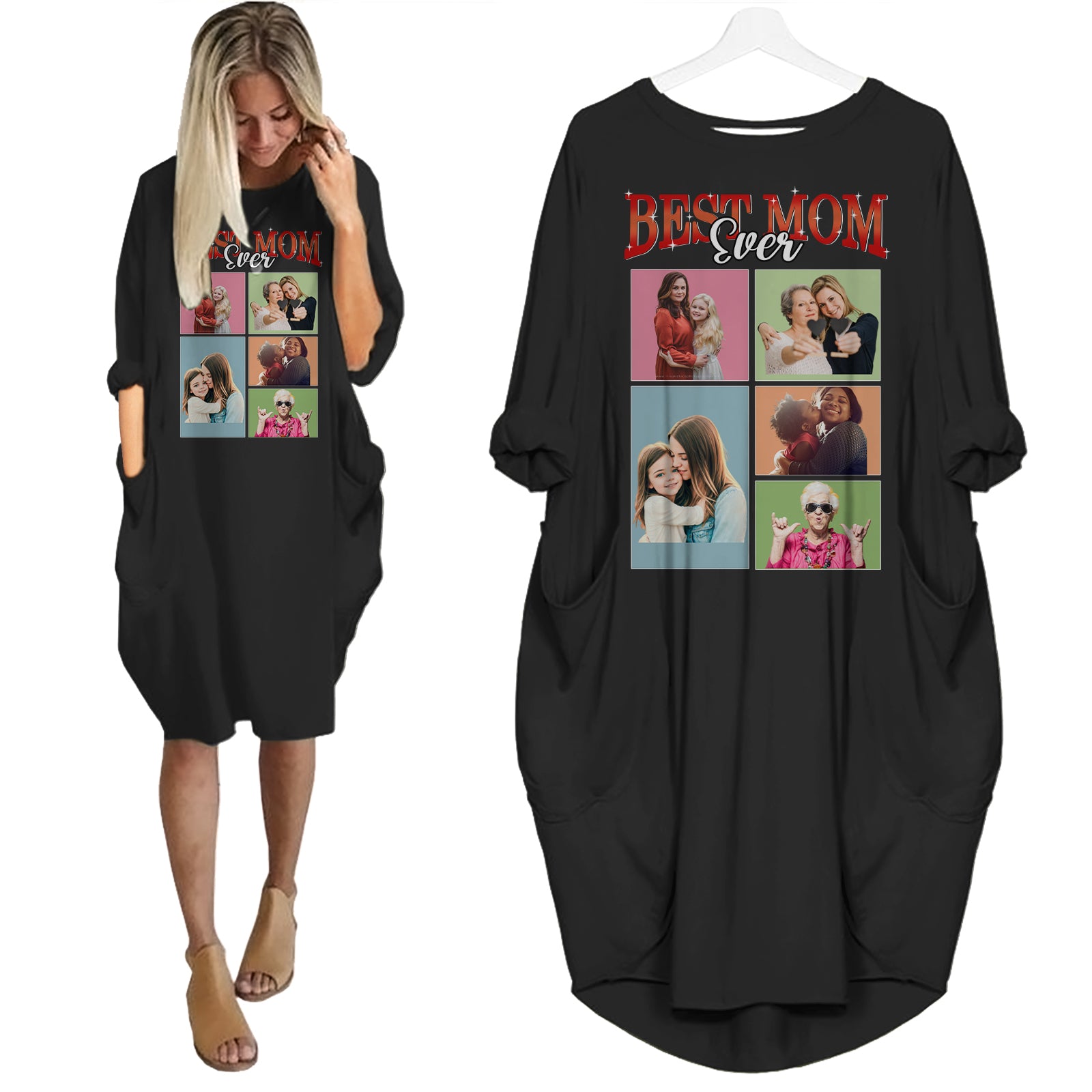 Custom Photo Best Mom Ever - Personalized Pocket Dress - Mother's Day Gifts