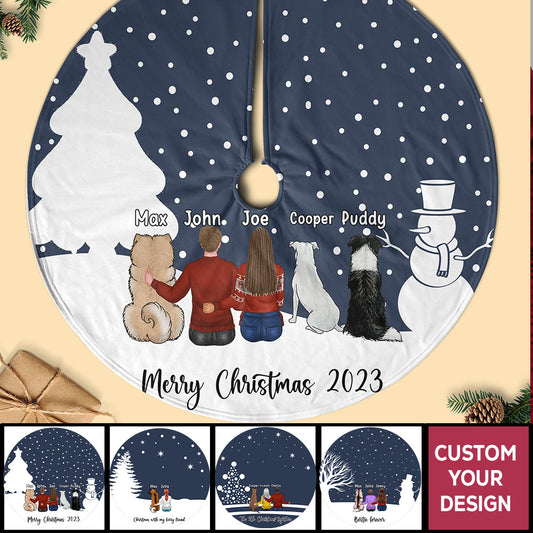 Dog Lovers and Their Furry Friends Personalized Christmas Tree Skirt