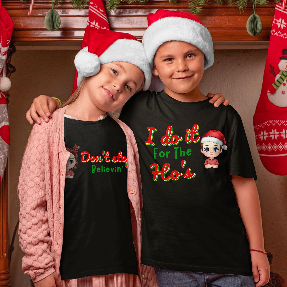 Custom Christmas Shirt For Family Don't Stop Believing