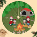 Family On The Camping Day Personalized Christmas Pencil Tree Skirt